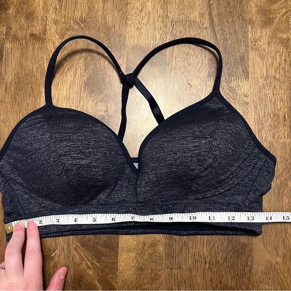 Athleta Quest Wherever Bra Size Large Navy Padded V Neck Comfy Athleisure - Picture 7 of 8